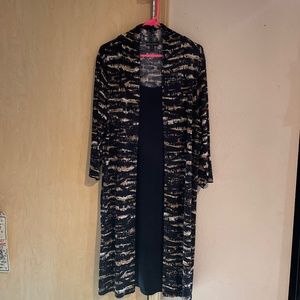 Connected Apparel Black and Gold Midi Dress